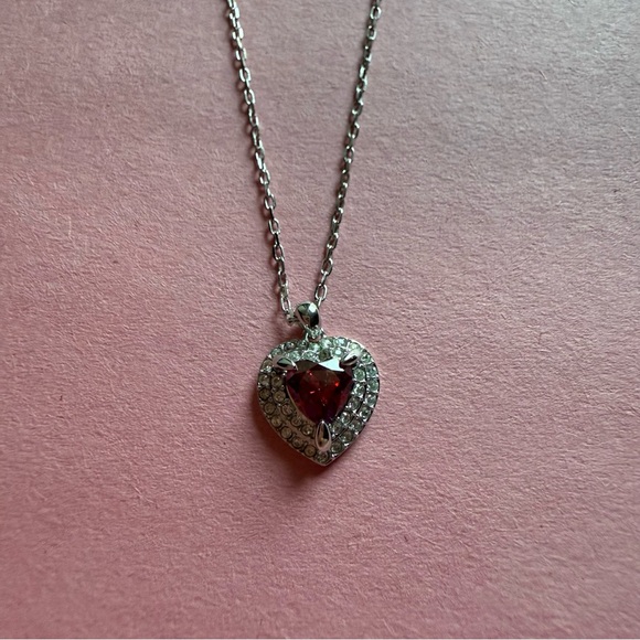 Swarovski Red and Silver Heart Necklace - Picture 1 of 7